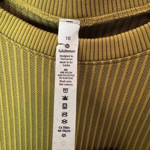 Lululemon yellow green Rest Less ribbed crew neck sweater size 10 - Picture 4 of 4
